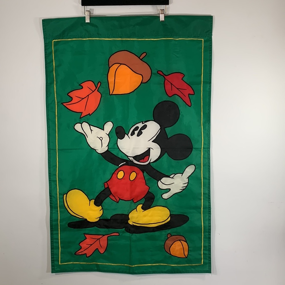 Disney Mickey Mouse Fall Autumn Outdoor 2 Sided Nylon 44x28 House Flag Decor